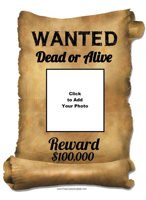 Downloadable Wanted Poster Template