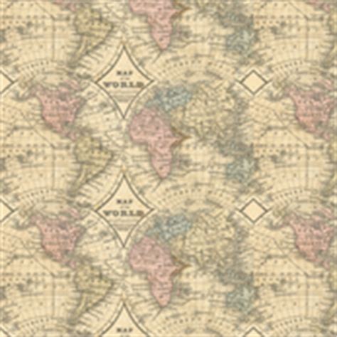 Old World Map Fabric