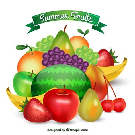 Variety of summer fruits Vector | Free Download