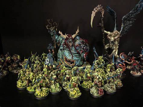 Nurgle Daemons army so far! Still lots to paint! : r/Warhammer