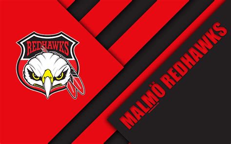 Malmö Redhawks SHL, logo, material design, Swedish hockey club, black ...