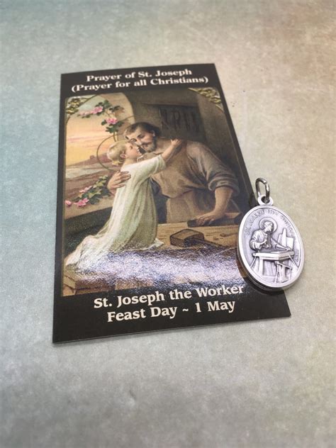 St. Joseph the Worker Prayer Card and Holy Medal Gift Set | Etsy