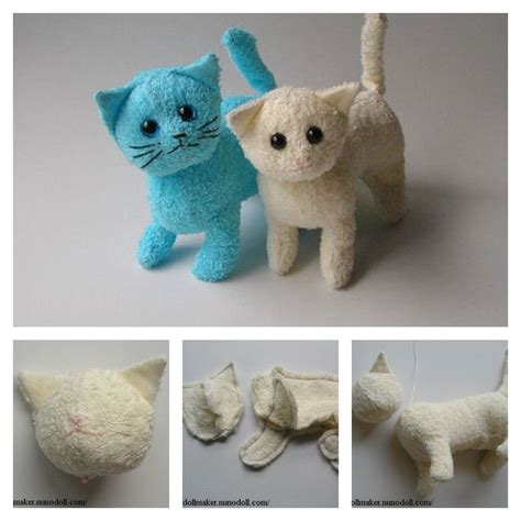 DIY Terry Cloth Cats with Free Pattern | Free pattern, Tutorials and Animal