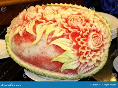 Watermelon carving art stock image. Image of decorate - 26354213