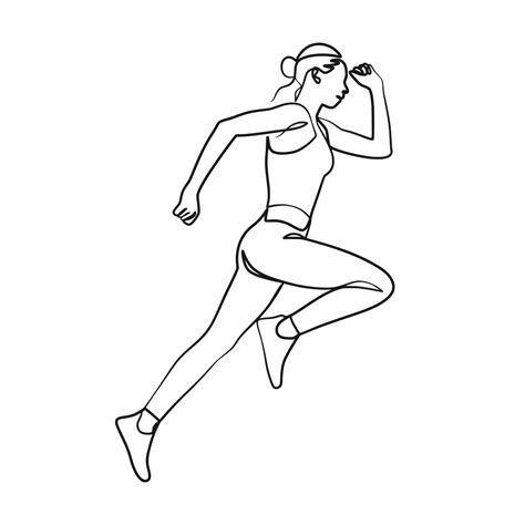 Continuous one line art drawing of woman running 8018346 Vector Art at ...