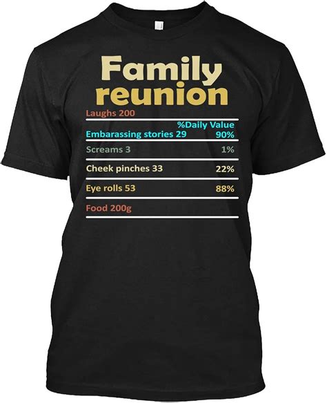 Family Tshirt Family Reunion Nutritional Facts T-Shirt for Men Women ...