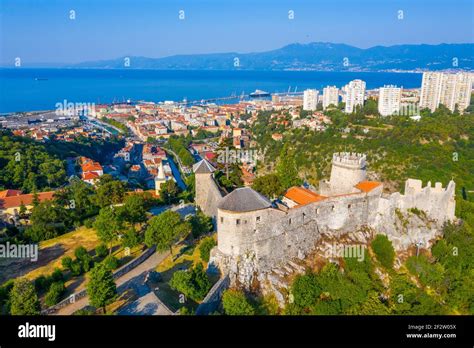 Aerial view of Rijeka with Trsat fortress, Croatia Stock Photo - Alamy