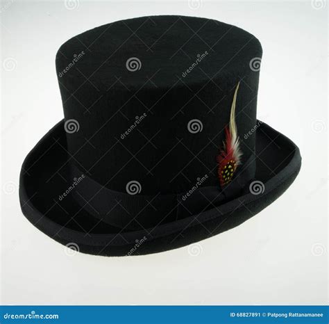 Top hat with feather stock image. Image of magic, dark - 68827891