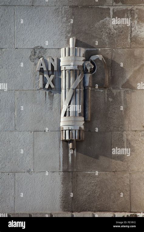 Fascist symbol depicted on the main facade of the Central train station (Stazione di Milano ...