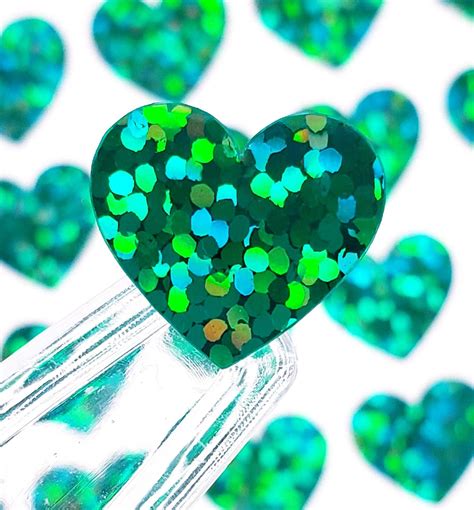 Green Glitter Heart Stickers – Fairy Dust Decals