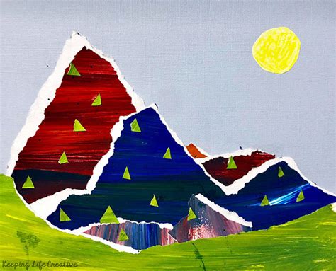 Torn Paper Mountain Landscape Art Tutorial - Keeping Life Creative