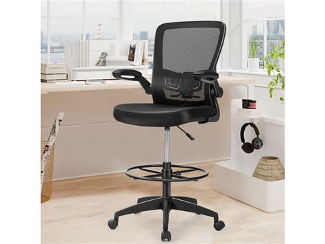 Costway Tall Office Chair Adjustable Height w/Lumbar Support Flip Up ...