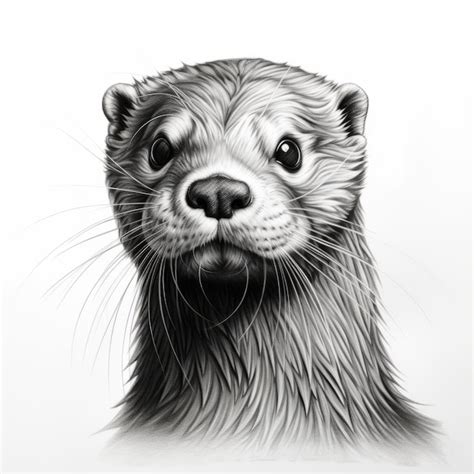 Premium AI Image | Realistic Black And White Otter Portrait Tattoo Drawing