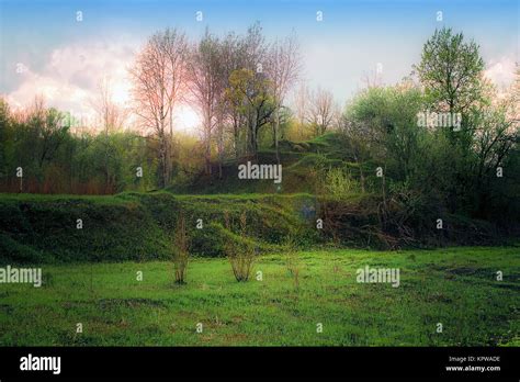 Landscape with green hill Stock Photo - Alamy