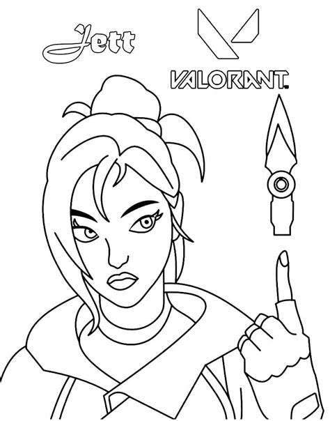 Jett from Valorant coloring page - Download, Print or Color Online for Free