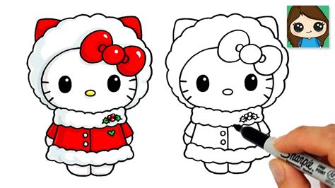 How to Draw Hello Kitty, Christmas Cartoons - oggsync.com