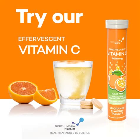 Effervescent Vitamin C 1000mg Orange Flavour Tablets (20) - Northumbria ...