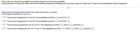 Solved When a fair coin is flipped, the probability of its | Chegg.com