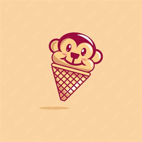 Premium Vector | Vector cute ice cream cone monkey cartoon vector icon ...