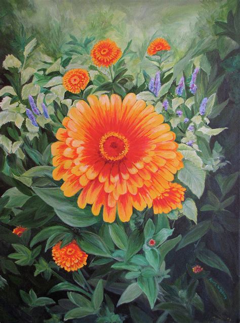 Acrylic Flower Painting - Zoozinnia Painting by Avril Whitney