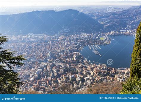 Aerial View of City of Como on Lake Como, Italy Stock Image - Image of ...