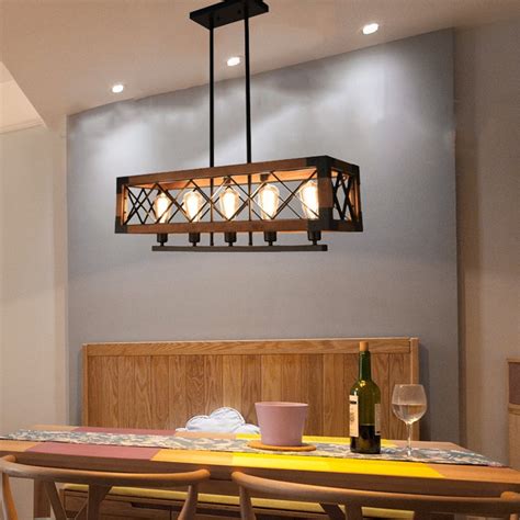 Horizontal Ceiling Hanging Chandelier Lights Kitchen Island Linear Bar Pendant Lamp Dining Room ...