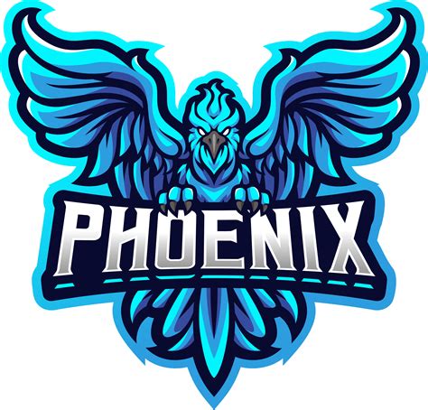 Blue phoenix esport mascot logo design By Visink | TheHungryJPEG