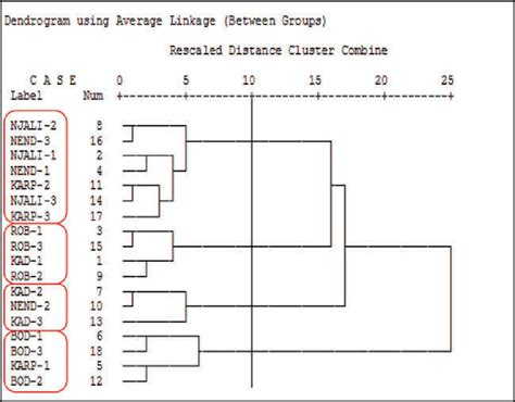 Cluster analysis of six banana varieties planted in three seasons [(6 x... | Download Scientific ...