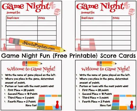 Game Night Fun plus Printable Invites and Scorecards! | Fichas