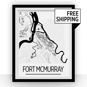 Fort Mcmurray Alberta Map Poster Alberta Map Print Art Deco Series - Etsy