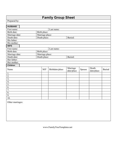 Family Group Sheet Template Download Printable PDF | Templateroller