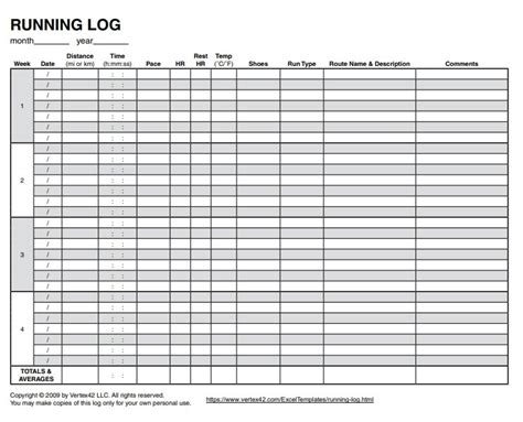 Running Log Template | Free Log Templates