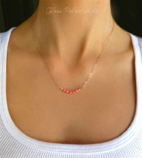 Small Beaded Pink Coral Necklace For Women – Glass Palace Arts