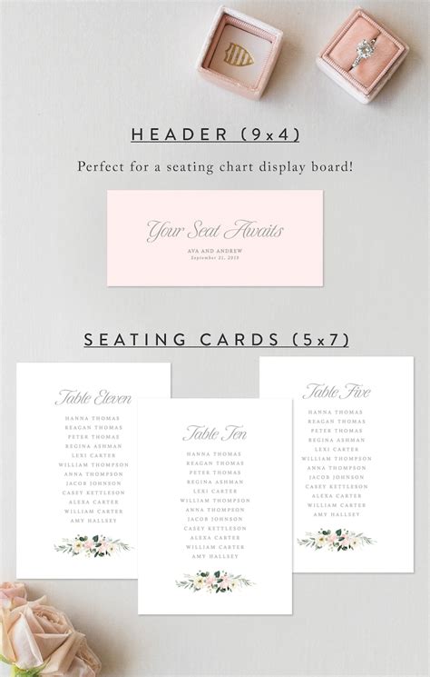 Wedding Seating Cards Template Printable Seating Plan Bridal | Etsy