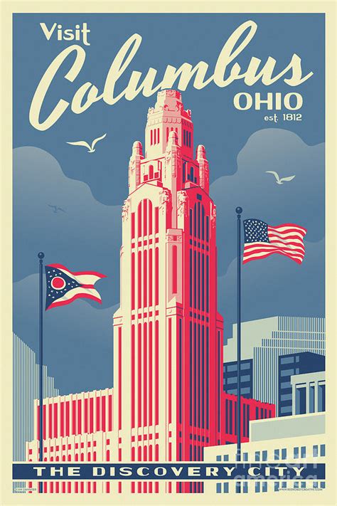 Columbus Poster - Vintage Style Travel Digital Art by Jim Zahniser - Pixels