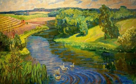 Oil painting River landscape in United States