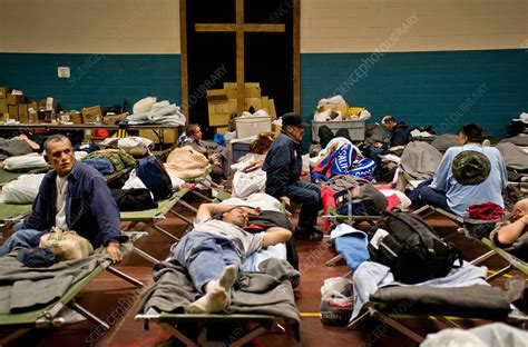 Men at a Homeless Shelter - Stock Image - C025/1441 - Science Photo Library