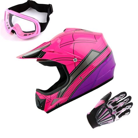 WOW Updated Youth Motocross Helmet Kids Motorcycle Bike Helmet HJOY Spider Pink + Goggles ...