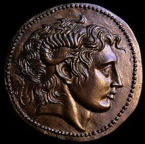 Alexander the Great head on Lysimachus coin plaque in bronze finish