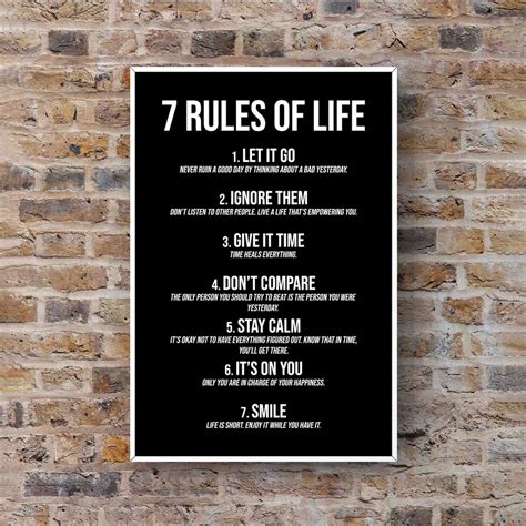 7 Rules of Life Wall Art Quote Life Rules for Success Positive - Etsy