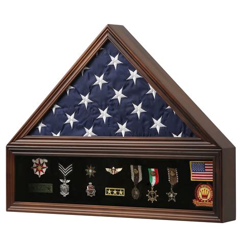 Zmiky Veteran Burial Flag Display Case American Flag Solid Wood Display Case Fits a 5 X 9.5 Flag ...