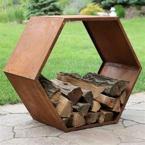 Sunnydaze Log Rack 30" Steel with Rustic Finish Hexagon Firewood Storage - Walmart.com - Walmart.com