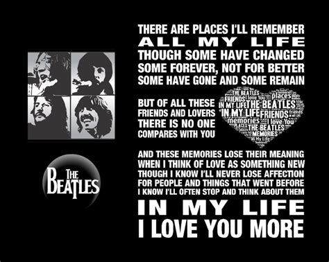 The Beatles Song Music Lyrics in My Life Poster Print. John Lennon, Paul Mccartney, Ringo Starr ...