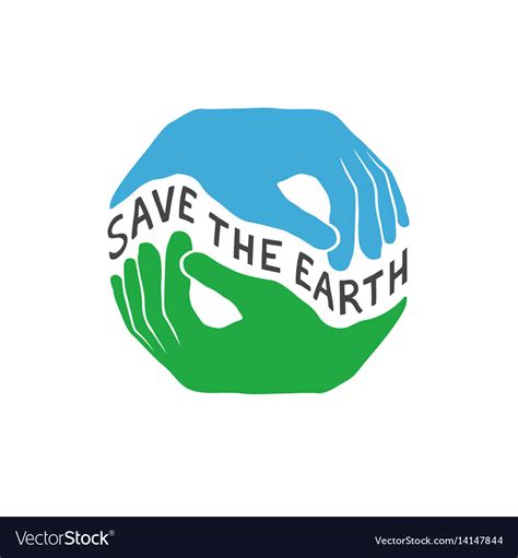Save the earth earth day concept logo design Vector Image