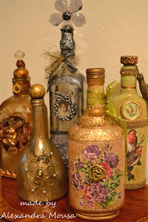 decoupage bottles Wine Bottle Decor, Wine Bottle Crafts, Bottle Art ...