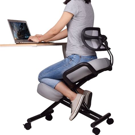 DRAGONN (By VIVO) Ergonomic Kneeling Chair with Back Support, Gray ...