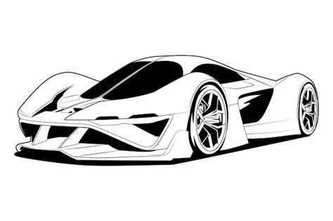 Premium Vector | Black and white sports car or supercar vector illustration