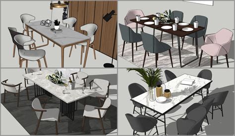 4834 Dining Table And Chair Sketchup Model Free Download