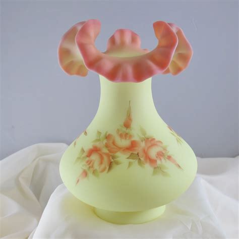 Fenton Hand Painted Roses Burmese Art Glass Vase – Carnival Glass