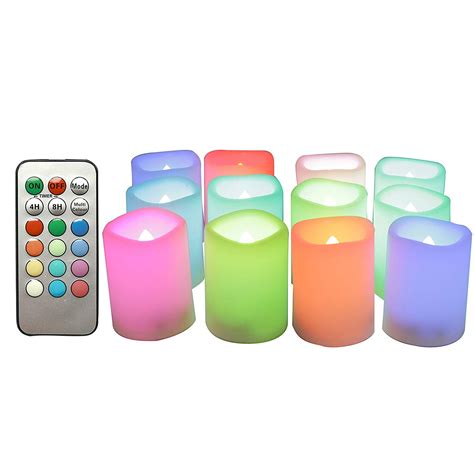 LED Color Changing Flameless Votive Candles with Remote Timer Battery ...